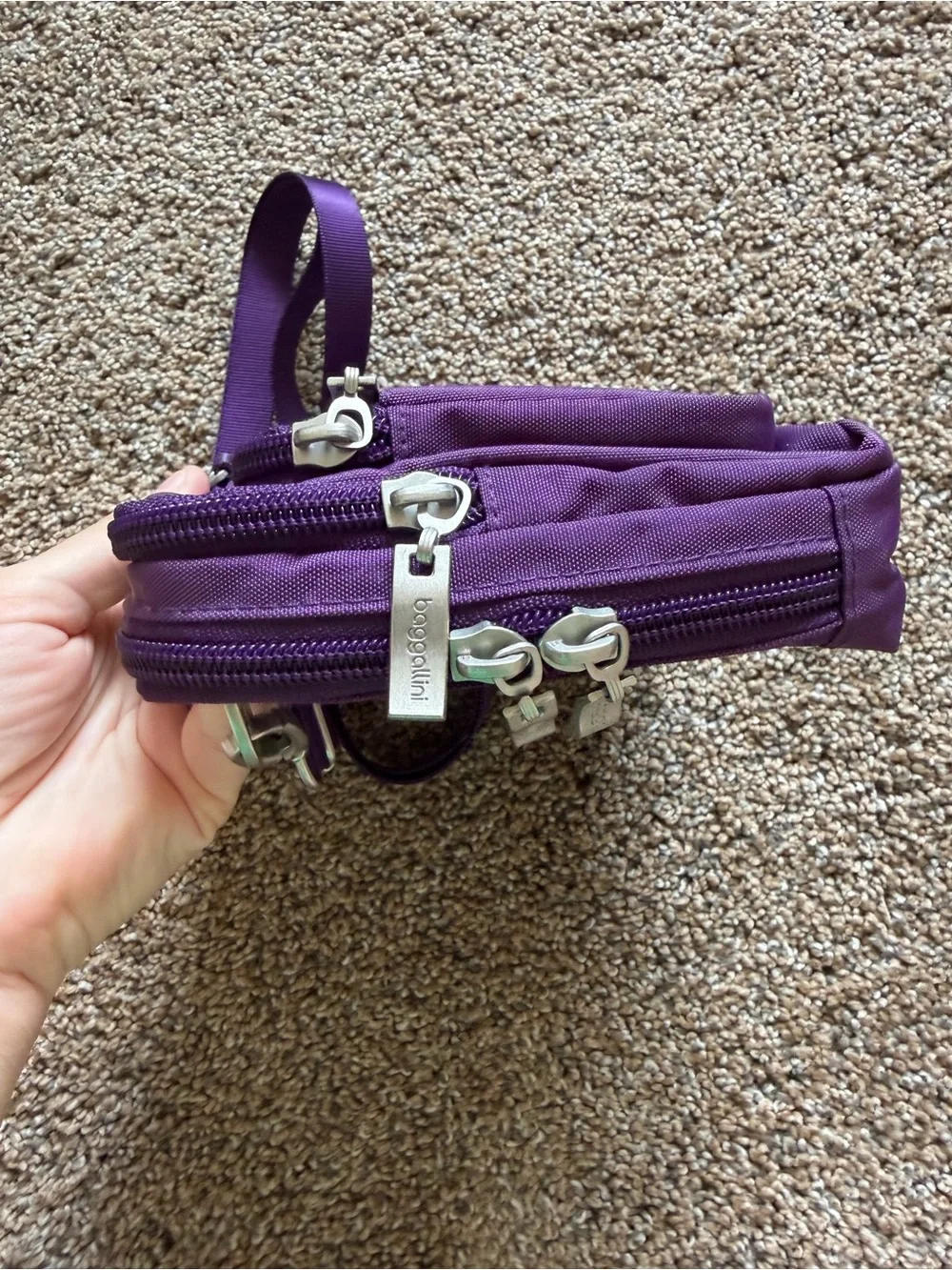 BAGGALLINI Plum Purple Nylon Zippered Crossbody Shoulder Bag